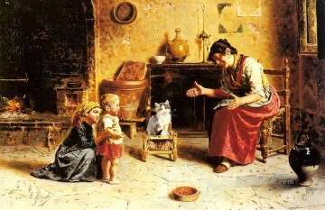 Eugenio Zampighi Painting - A Childs First Step country Eugenio Zampighi